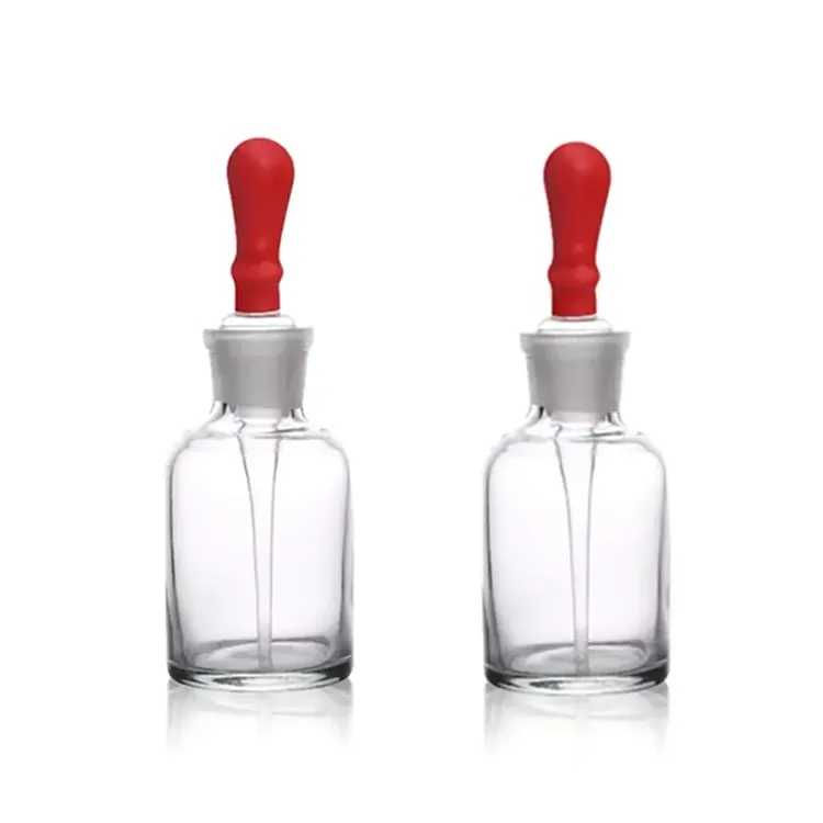 Clear Glass Dropping Bottle With Ground-in Pipette And Latex Rubber Nipple