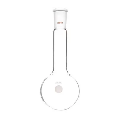 Hosszú nyakú, gömbölyű fenekű főzőlombik szabványos darált szájjal